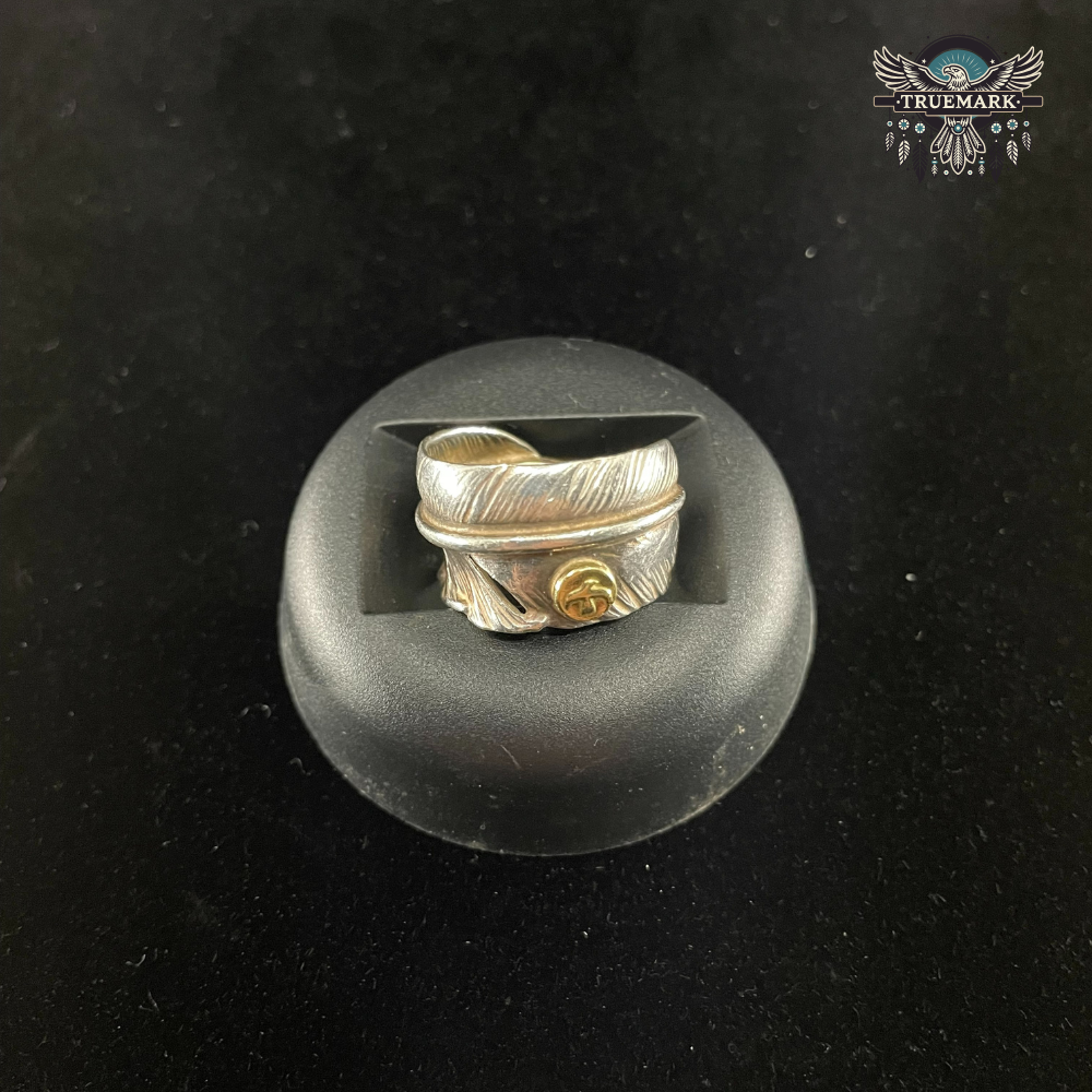 ゴローズ　金メタル付きフェザーリング ゴローズ 金メタル付フェザーリング（19号）