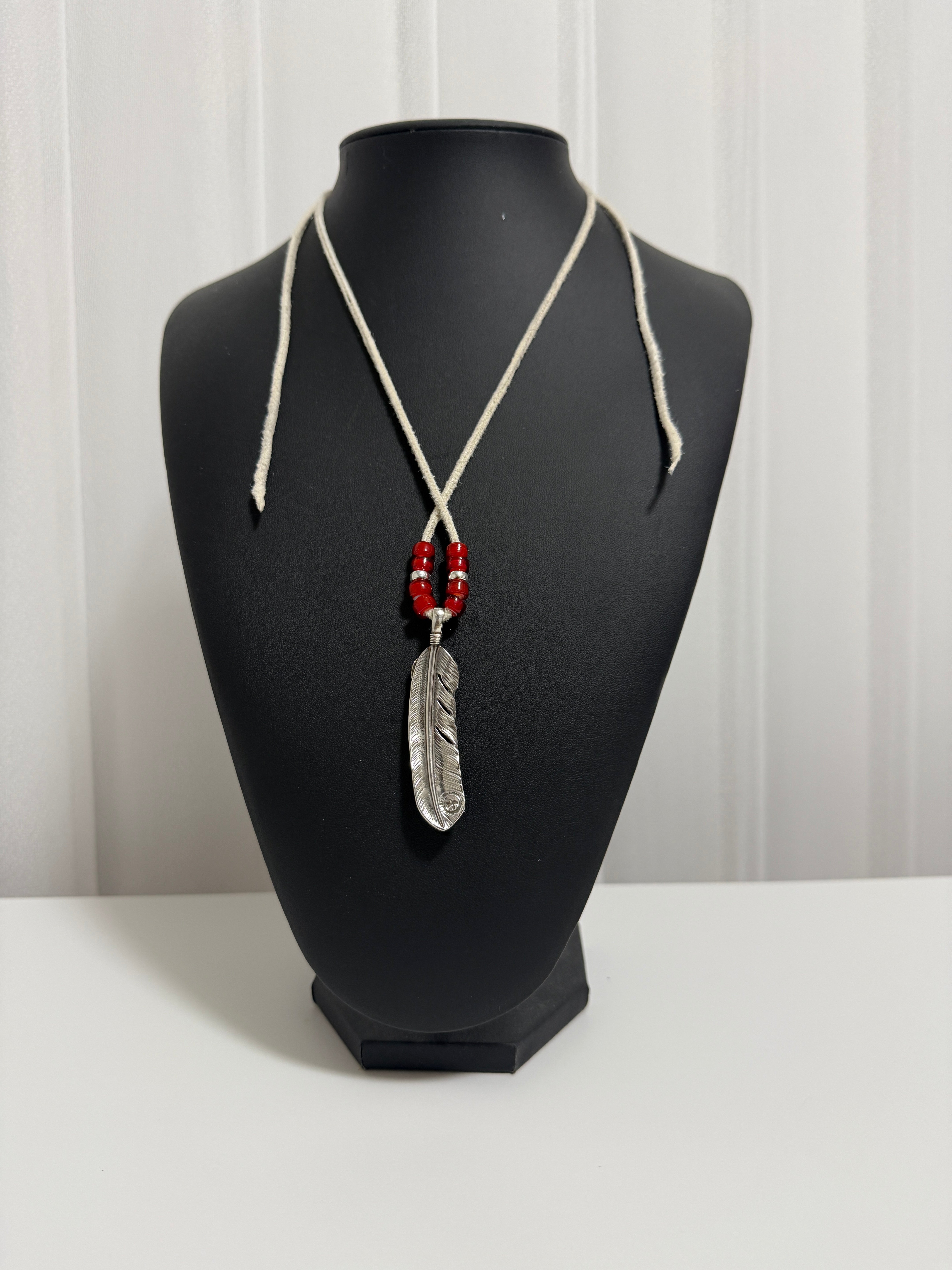 ゴローズ 上金特大フェザー右+白鹿革紐セットアップ