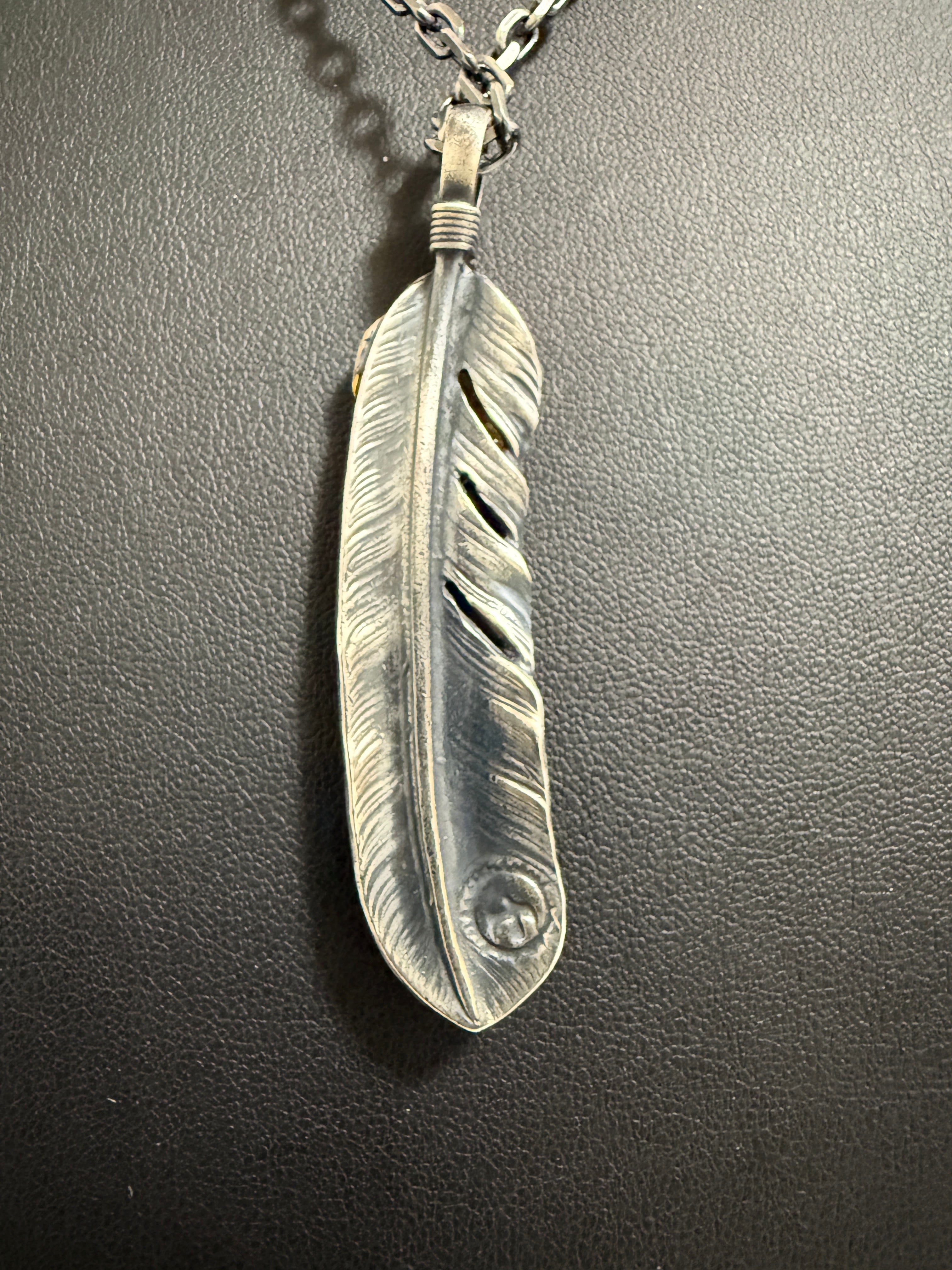 ゴローズ 上金特大フェザー右+SV太陽inメタル小+金メタルホイール付イーグルフック細角チェーン(47cm)セットアップ③