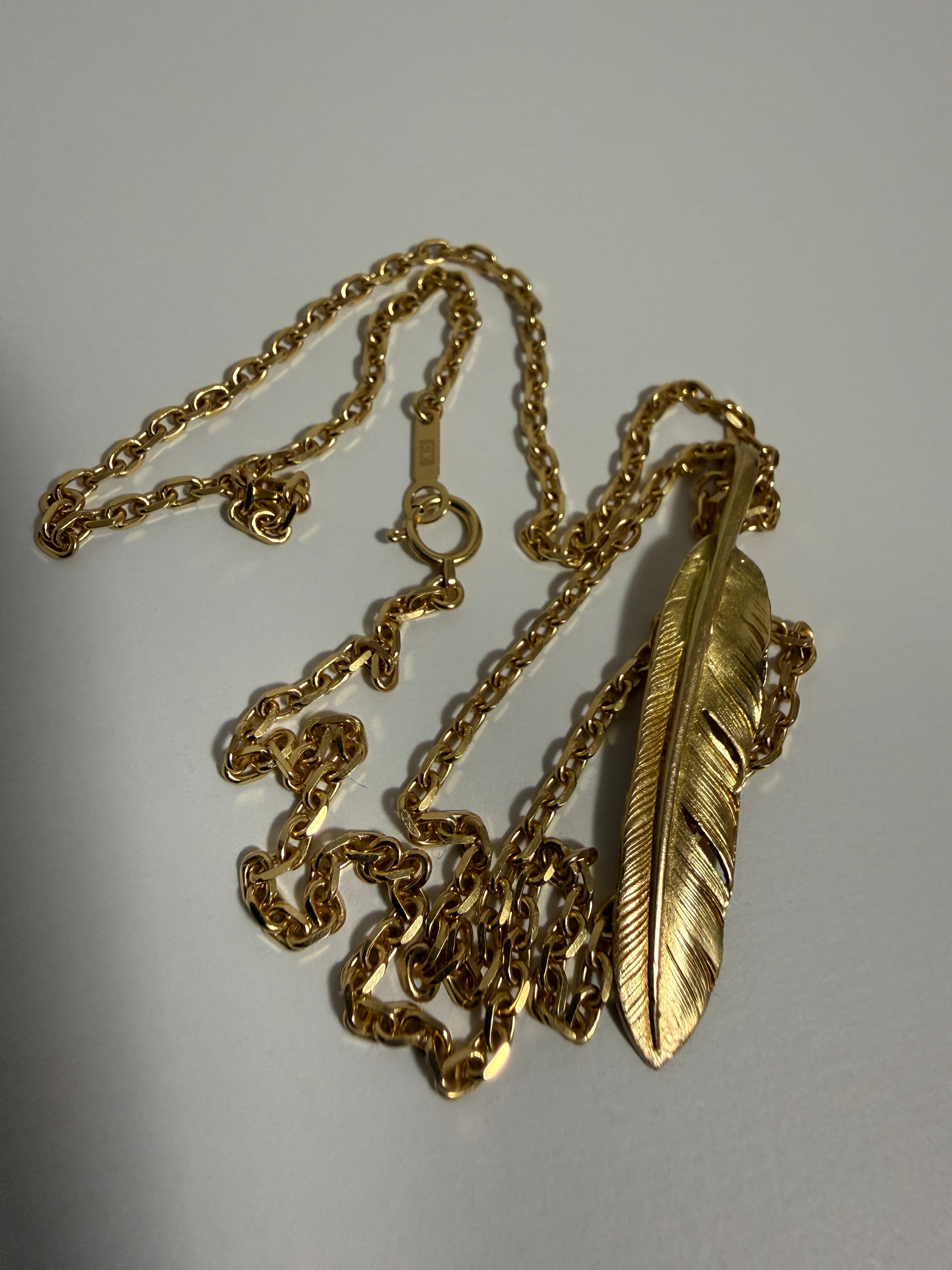 ゴローズ 全金フェザーL左+K18小豆細角チェーン(52cm ※ノーブランド)セットアップ