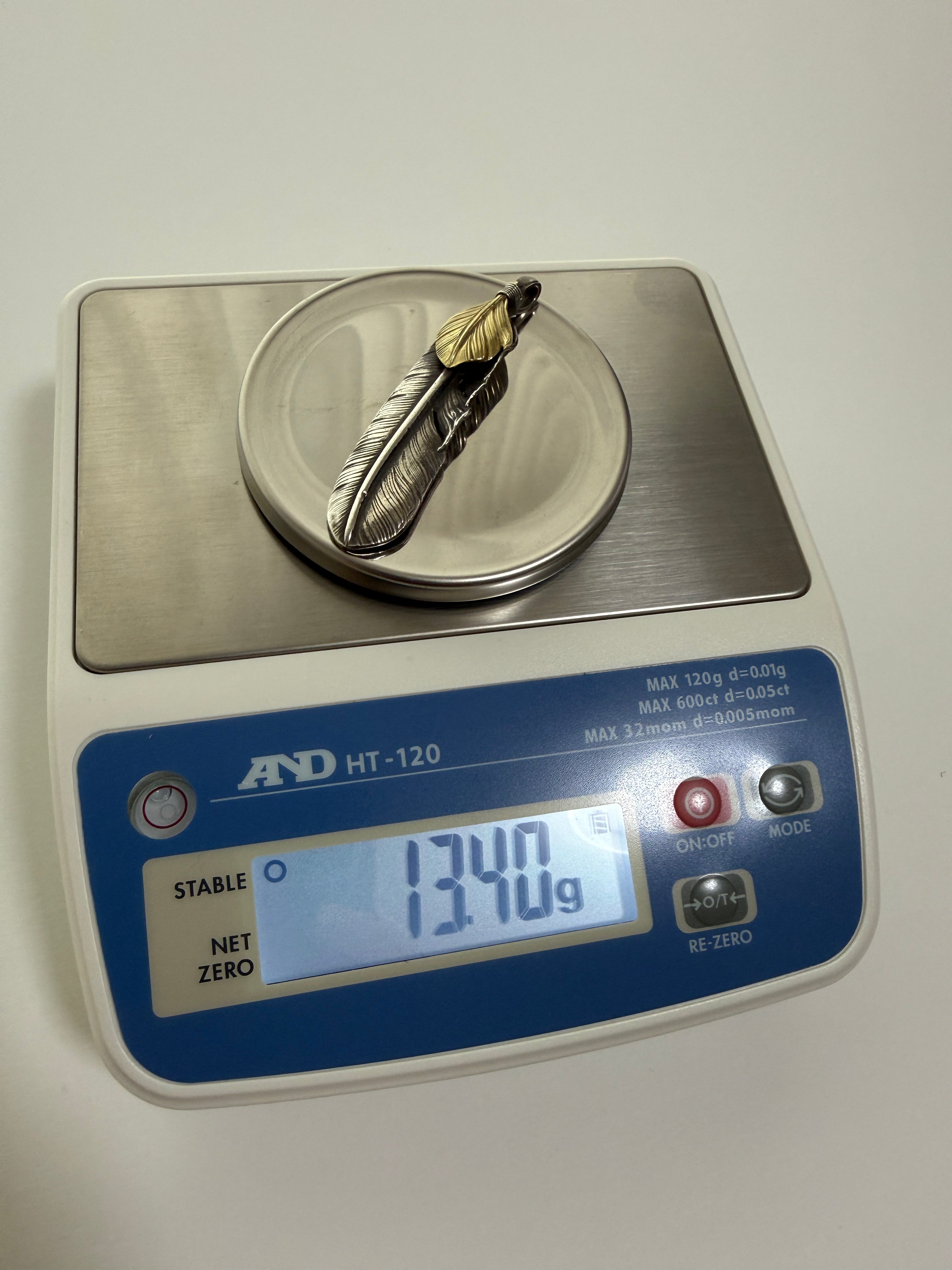 ゴローズ 上金特大フェザー左+SV太陽inメタル小+金メタルホイール付イーグルフック細角チェーン(47cm)セットアップ