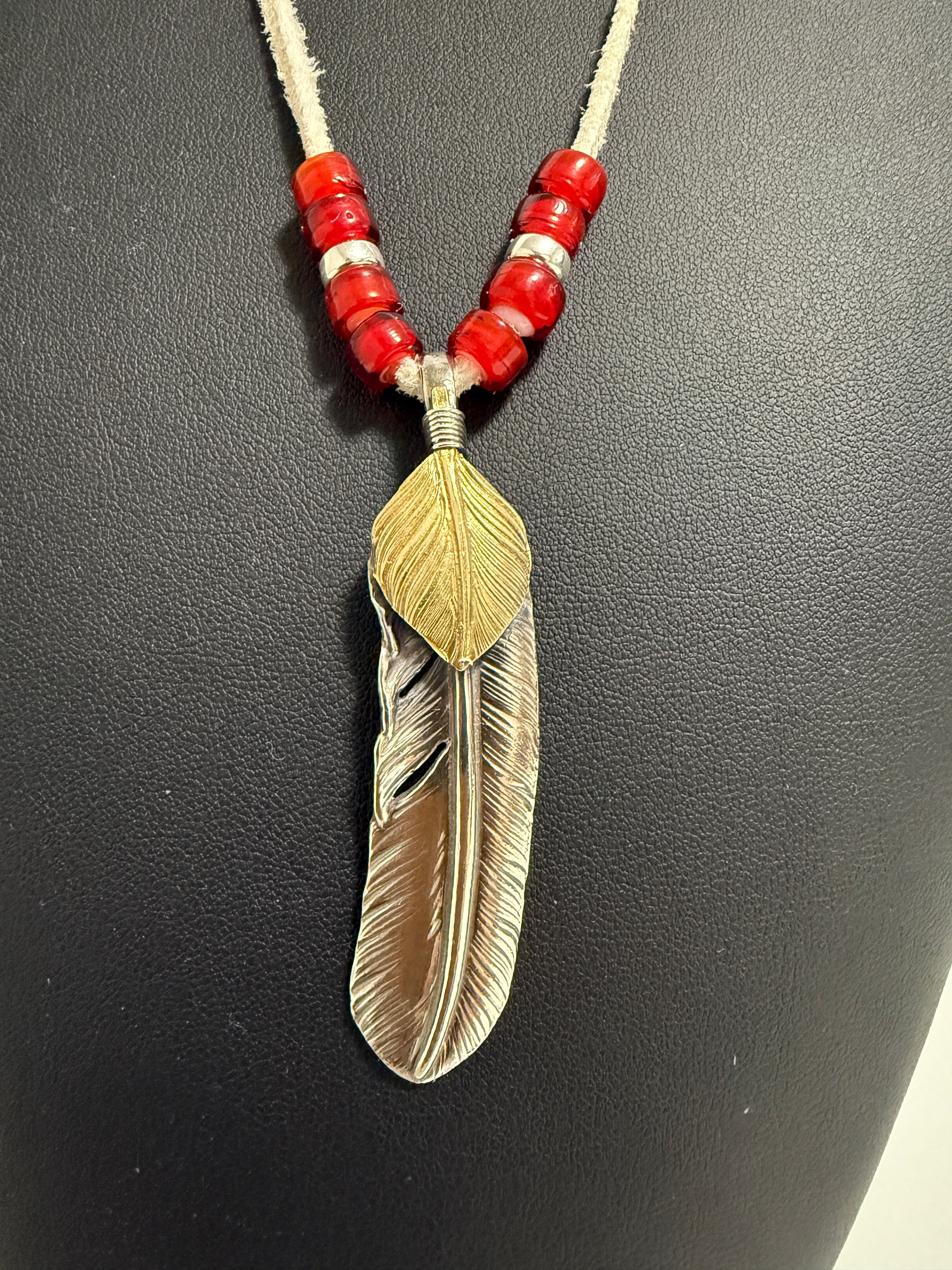 ゴローズ 上金特大フェザー右＋白鹿革紐セットアップ