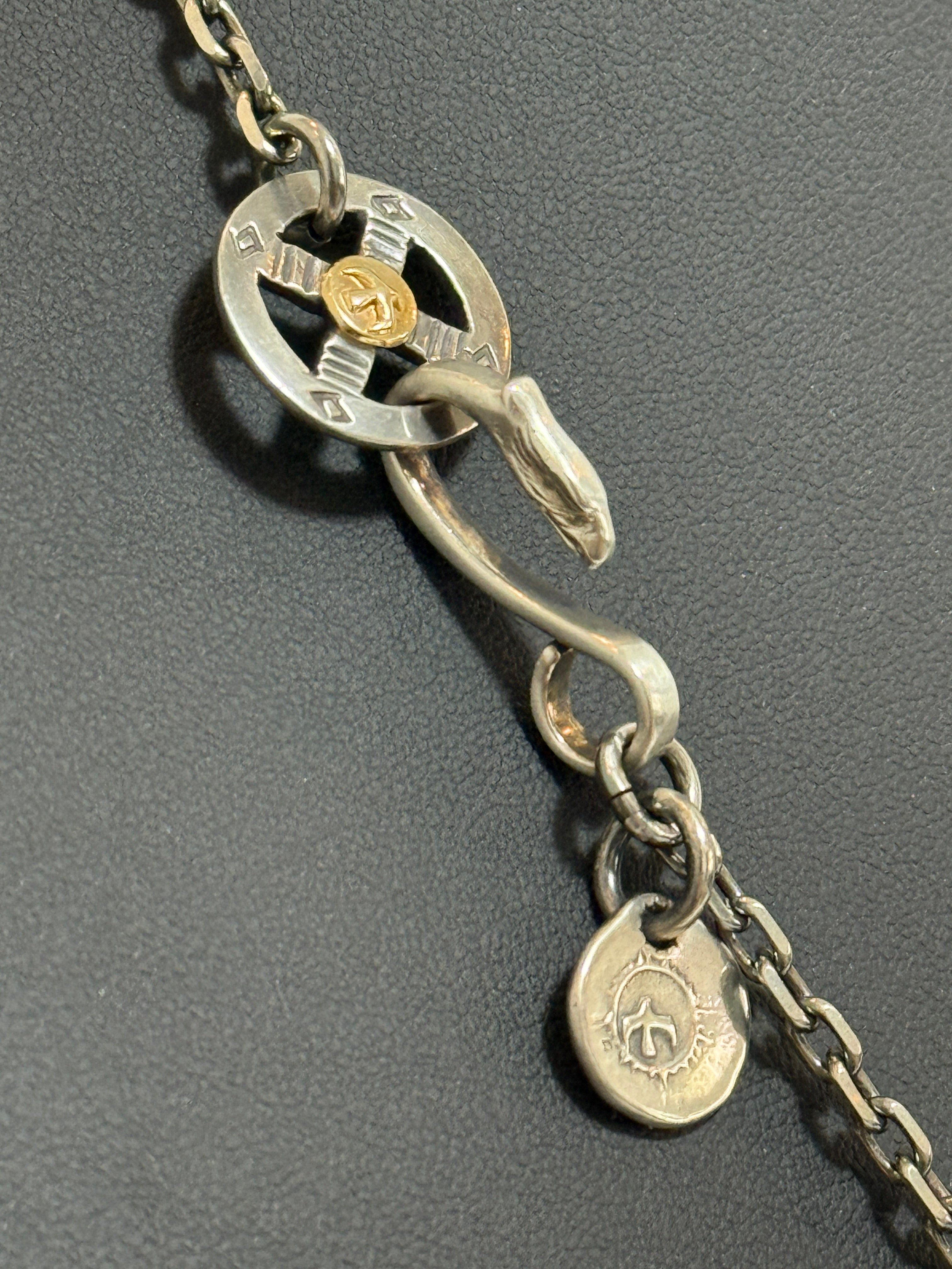 ゴローズ　上金特大フェザー左＋SV太陽inメタル小＋金メタルホイール付イーグルフック細角チェーンセットアップ