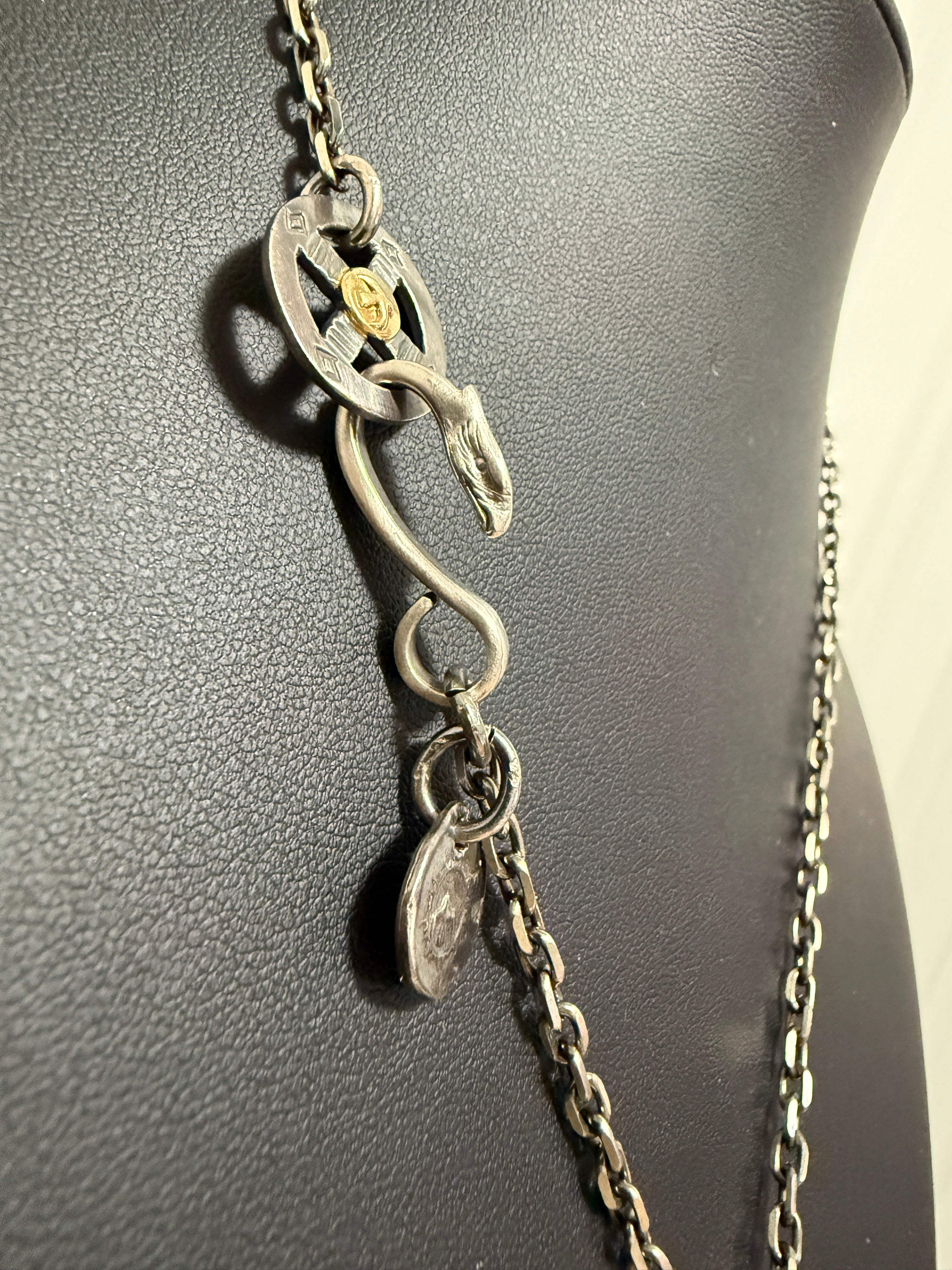 ゴローズ　上金特大フェザー左＋SV太陽inメタル小＋金メタルホイール付イーグルフック細角チェーン（47cm）セットアップ