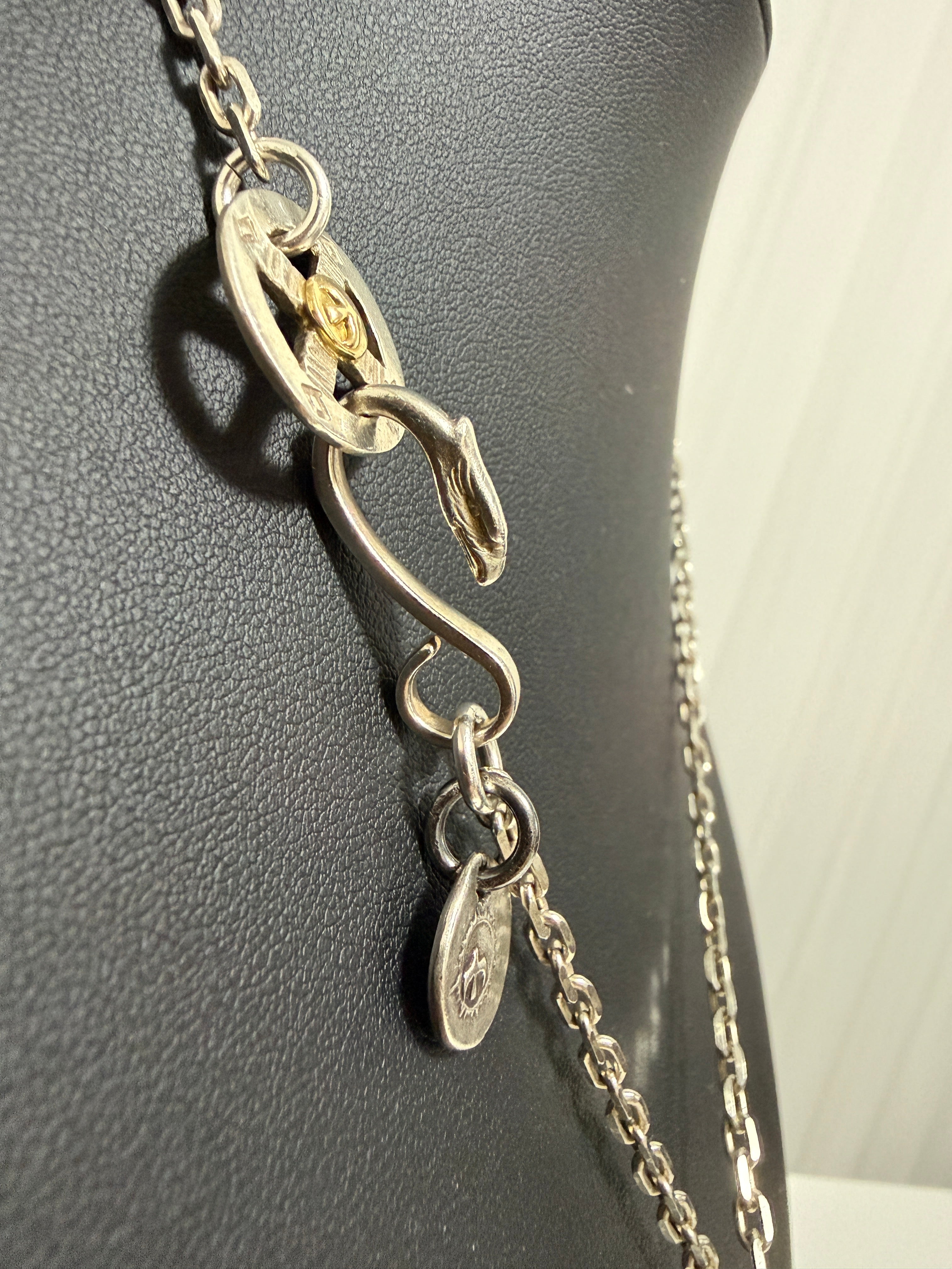 ゴローズ　上金特大フェザー左＋SV太陽inメタル小＋金メタルホイール付イーグルフック細角チェーン（47cm）セットアップ