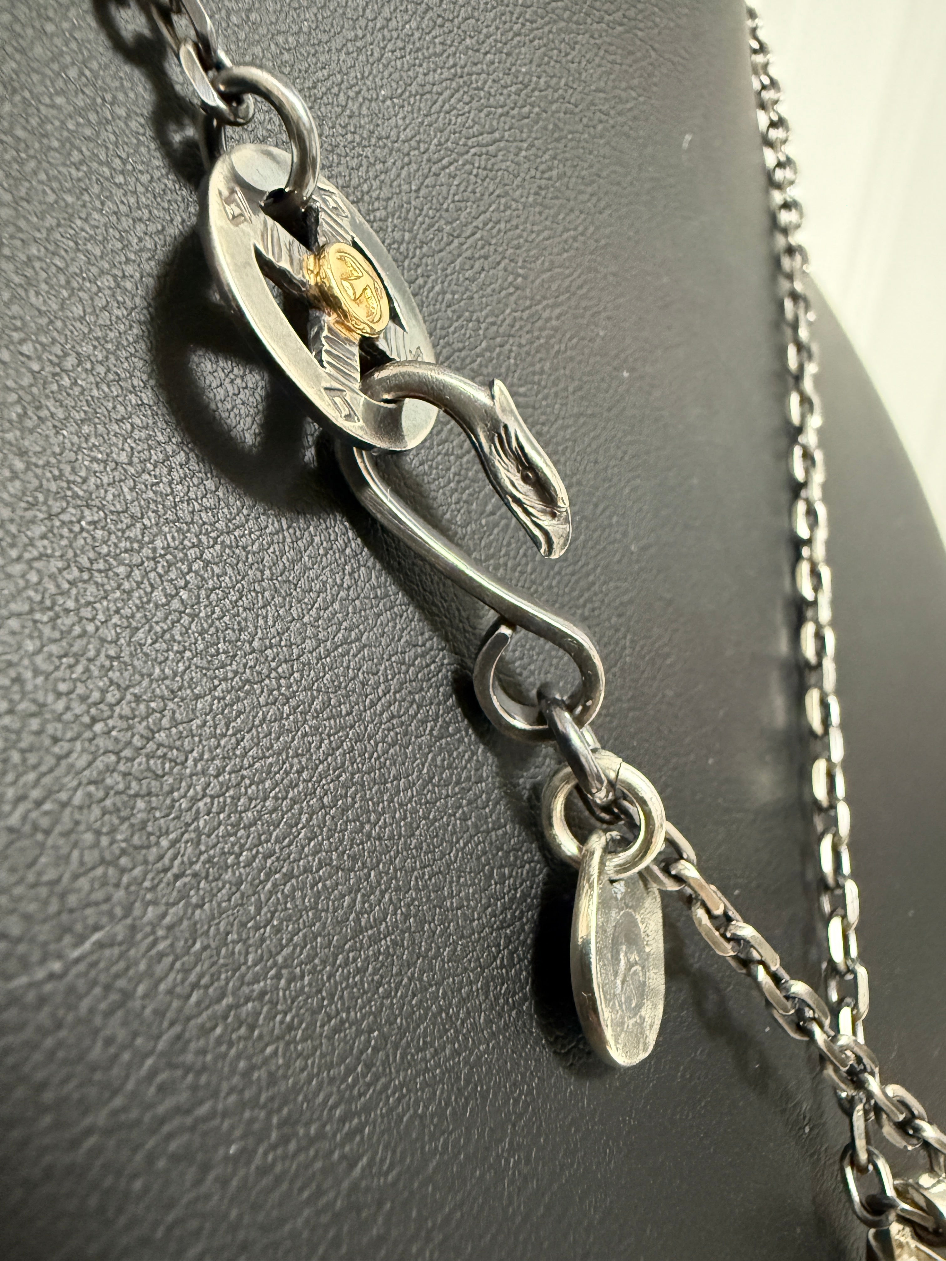 ゴローズ　上金特大フェザー左＋SV太陽inメタル小＋金メタルホイール付イーグルフック細角チェーン（47cm）セットアップ