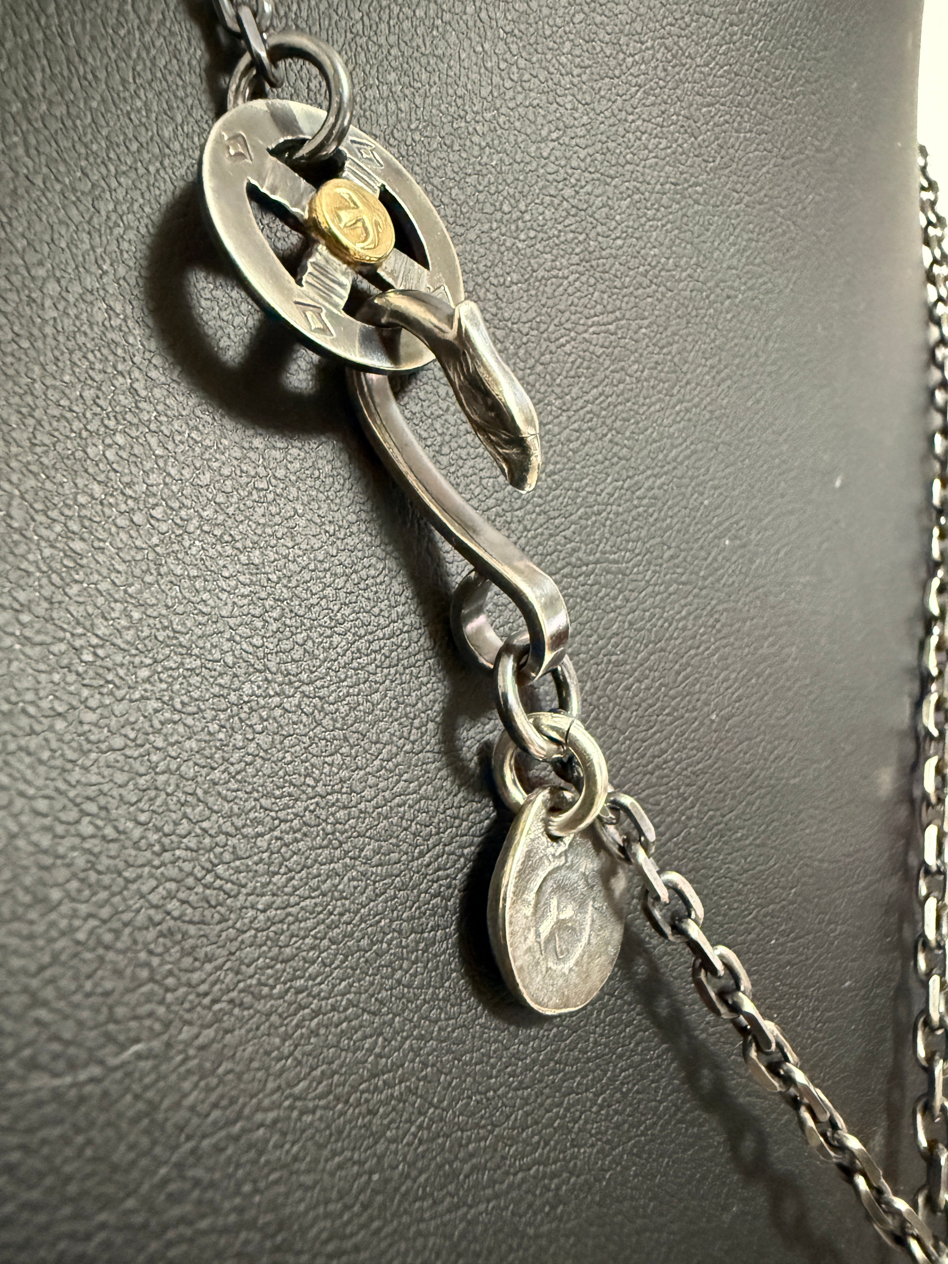 ゴローズ　上金特大フェザー右＋SV太陽inメタル小＋金メタルホイール付イーグルフック細角チェーン（47cm）セットアップ③