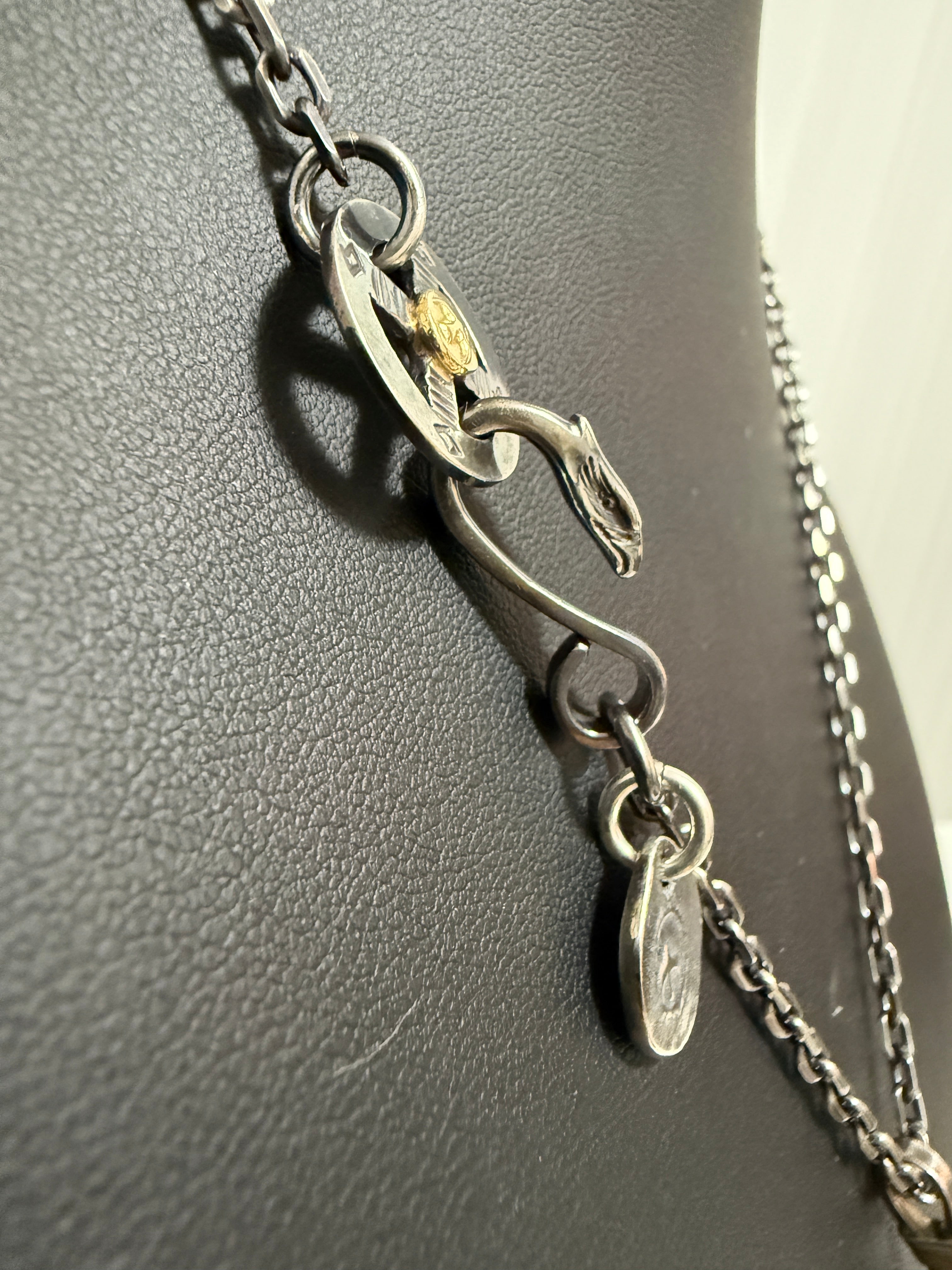 ゴローズ　上金特大フェザー右＋SV太陽inメタル小＋金メタルホイール付イーグルフック細角チェーン（47cm）セットアップ