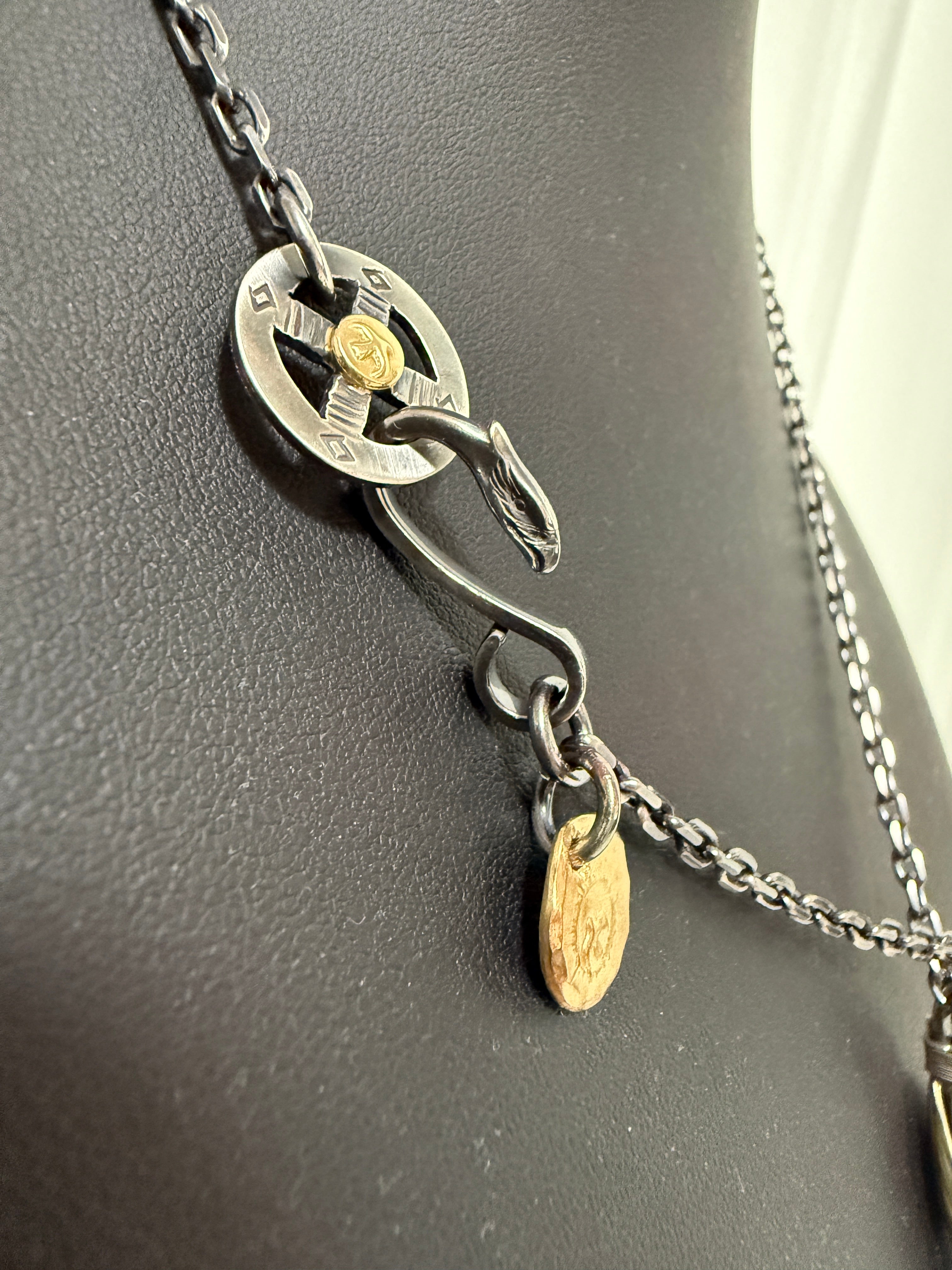 ゴローズ　上金特大フェザー右＋K18太陽inメタル小＋金メタルホイール付イーグルフック細角チェーン（47cm）セットアップ